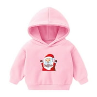 Odeerbi božićna dukserica za dječake Djevojke Toddler Jesen Zimski crtani ispisani pulover Duks gornji ružičasti