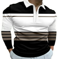 Zodanni MENS Polo majica s dugim rukavima majice patchwork top casual bluza Teniski majica bijeli 2xl
