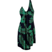 Ljetne haljine za žene Trendy American Plus Veličina V izrez tiskana haljina jesenska europska i zelena