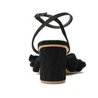 Glookwis Womens Sandal gležnjače sandale za pete u obliku rublja visoke pete Žene bez klizanja Udobne haljine cipele Modne Chunky potpece Crne 8