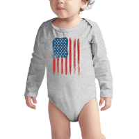 Crvena plava američka zastava smiješna beba s dugim rukavima Dječak Dječak unispor