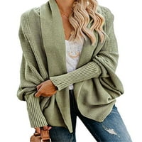 Ženska jesenska zima pletena kardigan čvrsta boja dugačak rukavac otvoren prednji džemper