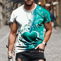Honeeladyy Men Casual Okrugli vrat Valentinovo 3D Digitalni ispis Pulover Fitness Sportske kratke hlače rukave majica bluza za muškarce