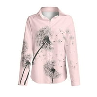 Ženske majice Proljeće ljeto tiskovine s dugim rukavima V izrez za bluzu Jesen, Ležerne modne majice