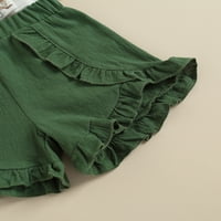 Canrulo Ljeto TODDLER Baby Girl Outfit Set rukava bez rukava Cvjetni vrhovi kratke hlače za odjeću bijela zelena 12 mjeseci