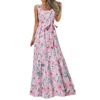 Ženske haljine Ljetne haljine za žene sa cvjetnim printom bez rukava duga haljina casual elegantna labava