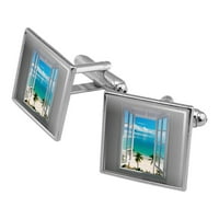 Tropska kuća za odmor Ocean Prozor Pogledaj kvadratni manžetni set - srebro ili zlato