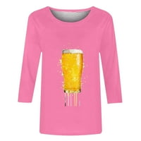 Elaililye Fashion Božić Žene Tee Ležerne prilike za pivo Print CrewNeck Majica Majica Labavi bluza Vrh