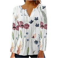Ženske boho bluze casual dressy cvjetni ispisani gumb u obliku rukenog udobnog tunika sakrij trbuh dugih