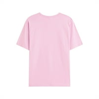 Majice kratkih rukava za žene labave ugrađene ležerne tunike Ljetni cvijet Print Comfy bluza ružičasta