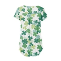 Ženski vrhovi ženske dan sv. Patrika cvjetni print casual majice s kratkim rukavima dugme za uživo na vrhu metvice zelene l