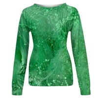 MLQIDK Womens Vintage dukserica Cvjetni pulover TOP Ležerne prilike Crewneck Dugi rukav Lagani grafički grafički tee zeleni s