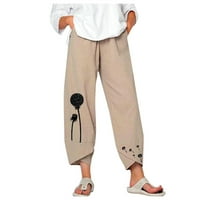 Žene Casual Hlače Labave pamučne pantalone cvjetne vezene pantalone elastične pojaseve hlače široke pantalone za noge