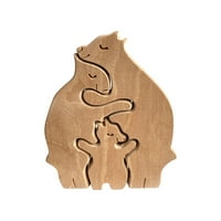 CYZZ CELLER Majčin dan ukrasi drvenih proizvoda Ormanti za životinje Zec Porodični ukrasi ukrasi od punog drveta u obliku srca f