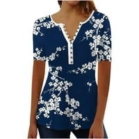 Ženski vrhovi i bluze Slatki ljetni vrhovi za žene pulover bluze s kratkim rukavima V izrez cvjetni