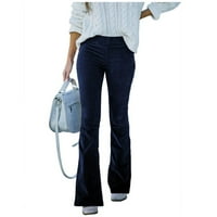Umitay Dame Solid Color Slim Fit Micro Flares hlače Elastične strugove casual pantalone Corduroy Palazzo
