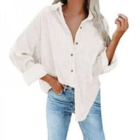 Ženska košulja za dugih rukava, labava ležerna tanka jakna s prednjim džepom, jesenski ogrlica za ovratnike