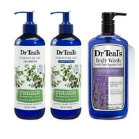 Dr. Tealov eukaliptus i lavanda za kupanje sorta za kupanje - eukaliptus i šampon i regenerator Spearmint, pranje karoserije lavande - esencijalna ulja Vlaži i omekšavaju kožu, kosa kod kuće