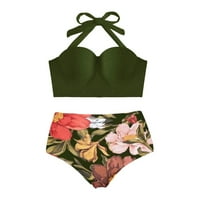 Ženski kupaći kupaici Ženske kupaće odijela Halter prsten bikini set sa prekrivačkom suknjom