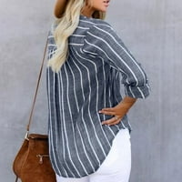 Levmjia Ženska košulja, vrhovi Plus veličine vrhova Striped ispisana jednokratna bluza s dugim rukavima