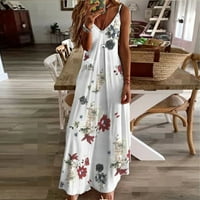WHLBF Ženske haljine odobrenje Modni ljetni Casaul Print Camis bez rukava bez rukava V-izrez