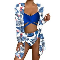 Yubnlvae Women High Struk Bikinis Prints Bikini set Pokrijte kupaći kostim za žene Dugi rukav Push Up