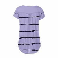 Ženski vrhovi Ženska bluza s kratkim rukavima, Ležerne prilike za ispisane majice Henley Summer Purple