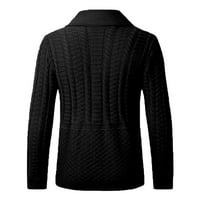 SNGXGN muški džemperi puni zip up tanak fit kabelski pleteni gumb prema muškim džemperima, crna, veličina