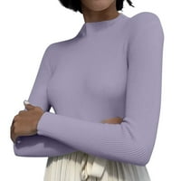 Meuva jesen i zimski džemper ženski vinski rukavac o pletenom džemper sa okruglim vratom