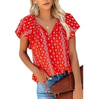 Plus size Bluzes STARE SHORT V BOHO Print cvjetni košulje Ležerne prilike ženske rukave kratke bluze