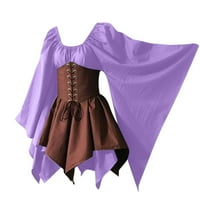 Ženska srednjovjekovna haljina za renesanse Victorian Gothic Corset Halloween Uloga uloga s dugim rukavima