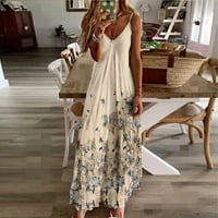 Amlbb Žene Letnje Ležerne haljine Modne žene Ljeto Casaul Print Camis bez rukava V-izrez V-izrez Haljina