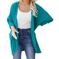 Iopqo džemperi za žene Ženske prednje otvorene pletene meke džemper od pune boje dugih rukava labava