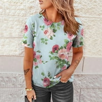 Žene tunika T majica Tees Ljetni modni pamuk i labavo bluza vježba kratki rukav ženski vrhovi vintage cvjetne majice od cvjetnih majica za izrez