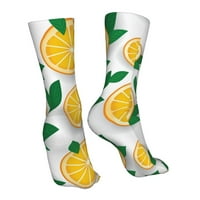 Narančasta sa zelenim lišćem uzorka Čarape za žene Muškarci Novost šarene čarape za posade Casual Funny