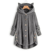 WAVSUF WOMENS kaputi i jakne plus veličina zazor ležerna čvrsta sa tamno sivim jakni veličine l