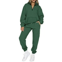 MLQIDK Podudarni setovi za žene Pola zip hoodie dukserice i prevelizirani jogger duksevi Y2K zvezni