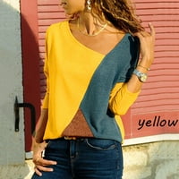 Entyinea ženske padajuće modne majice s majicom s dugim rukavima od pune majice Yellow XL
