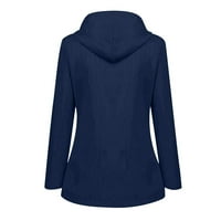 SKSLOEG Womenska kišna jakna s kapuljačom plus veličina vodootporna kišna jakna na vrhu vrhova laganih pješačkih kaputa, tamno plavi XL