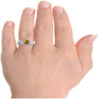 Prstenovi za žene Sterling Silver Ring Xoxo zagrljaji i poljupci 7x Gemstone & Diamond November Tiger