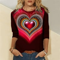 Amtdh Ženska odjeća Ležerne dukseve za djevojke Love Hearts Grafički pulover Raglan Y2K odjeća Crewneck