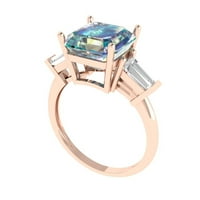 CT briljantan Asscher Cleani simulirani dijamant 18k Rose Gold Trokratni prsten s 8