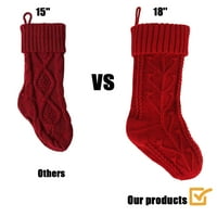 Božićne čarape, veliki pleteni Xmas Bojalice ukras sa visećim užetom, kamina Viseći čarape za obiteljski