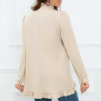 Blazer jakne za žene plus veličine ruffles kratka boja dugih rukava slobodna gumba odijelo od kaput