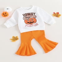 Calsunbaby Baby Girls Halloween Odjeća od pukog slova Ispis dugih rukava i povremene pantalone padaju