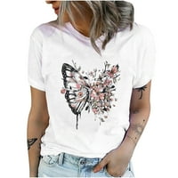 Fonwoon ženska šareno leptir cvjetni print casual grafički grafički majica Crew vrat kratkih rukava
