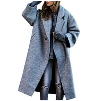 Qolati Žene Singnel Grupski kaput od graška Ležerne prilike za prevelikoj rever-vune mješavi jaknu za