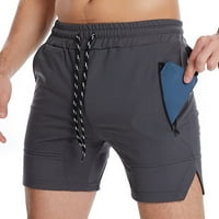 Entyinea muški kratke hlače izvlačenje elastičnih struka Slim Fit Shorts sa džepovima tamno siva m
