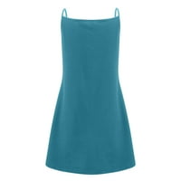 Haljine za žene V-izrez Solid A-line mini kratka ležerna haljina bez rukava tamno plava xl