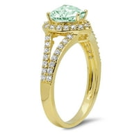 1.49ct srce zeleni simulirani dijamant 18k žuti zlatni godišnjica Angažovanje halo prstena veličine